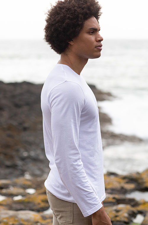 ERAWAN ORGANIC LONG SLEEVE TEE - Arctic White imprimé et personnalisé