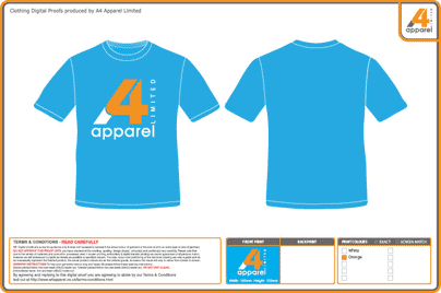 Mock up of how your clothing might appear with Pantone colour references